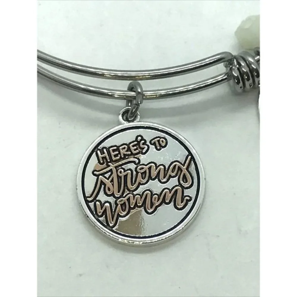 Strong Women, Message Charm Expandable Bangle Bracelet by Unwritten‎